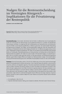 Nudgen für die Rentenentscheidung im Vereinigten Königreich – Implikationen für die Privatisierung der Rentenpolitik