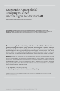 Stupsende Agrarpolitik? Nudging zu einernachhaltigen Landwirtschaft