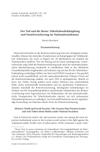 Der Tod und die Rente: Tuberkulosebekämpfung und Sozialversicherung im Nationalsozialismus