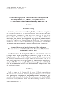 Alterssicherungssystem und Reichsversicherungsanstalt für Angestellte (RfA) in der „Volksgemeinschaft“. Zur Geschichte der Rentenversicherung in der NS-Zeit