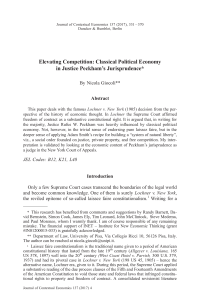 Elevating Competition: Classical Political Economy in Justice Peckham's Jurisprudence