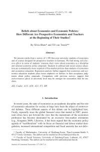Beliefs about Economics and Economic Policies: How Different Are Prospective Economists and Teachers at the Beginning of Their Studies?