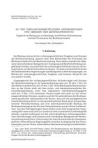 Zu den verfassungsrechtlichen Anforderungen und Grenzen der Rechtsanwendung