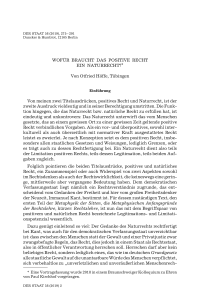 Wofür braucht das positive Recht ein Naturrecht?