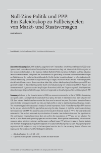 Null-Zins-Politik und PPP: Ein Kaleidoskop zu Fallbeispielen von Markt- und Staatsversagen