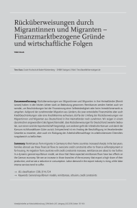 Rücküberweisungen durch Migrantinnen und Migranten – Finanzmarktbezogene Gründe und wirtschaftliche Folgen