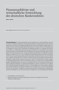 Finanzmarktkrise und wirtschaftliche Entwicklung des deutschen Bankensektors