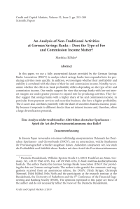 An Analysis of Non-Traditional Activities at German Savings Banks – Does the Type of Fee and Commission Income Matter?