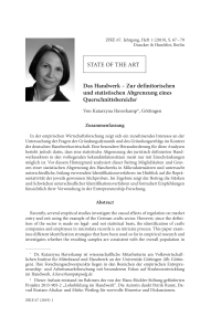 Das Handwerk – Zur definitorischen und statistischen Abgrenzung eines Querschnittsbereichs