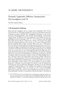 Dynamik, Legitimität, Differenz, Interpretation: Das Grundgesetz wird 70