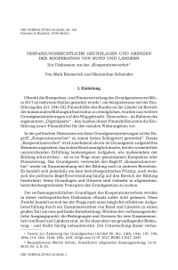 Verfassungsrechtliche Grundlagen und Grenzen der Kooperation von Bund und Ländern