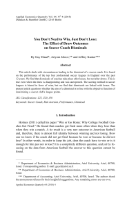 You Don’t Need to Win, Just Don’t Lose: The Effect of Draw Outcomes on Soccer Coach Dismissals
