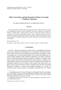 Policy Uncertainty and the Demand for Money in Canada: A Nonlinear Approach