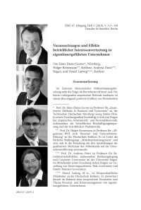 Voraussetzungen und Effekte betrieblicher Interessenvertretung in eigentümergeführten Unternehmen