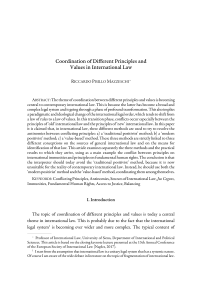Coordination of Different Principles and Values in International Law