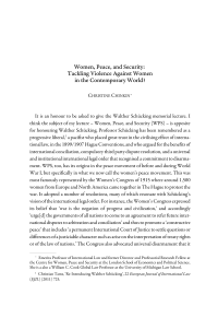 Women, Peace, and Security: Tackling Violence Against Women in the Contemporary World?