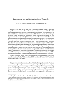 International Law and Institutions in the Trump Era