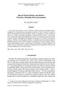 Shared Mental Models and Habitus Towards a Mentality-Driven Economics