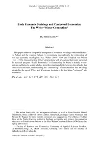 Early Economic Sociology and Contextual Economics: The Weber-Wieser Connection