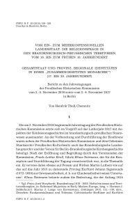 Vom ein- zum mehrkonfessionellen Landesstaat: Die Religionsfrage in den Brandenburgisch-Preussischen Territorien vom 16. bis zum frühen 18. Jahrhundert