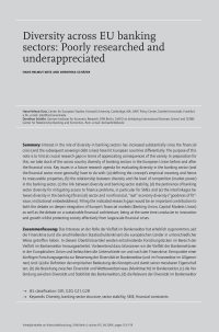 Diversity across EU banking sectors: Poorly researched and underappreciated