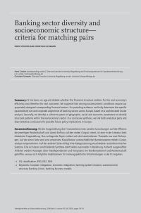 Banking sector diversity and socioeconomic structure—criteria for matching pairs