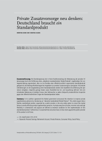 Private Zusatzvorsorge neu denken: Deutschland braucht ein Standardprodukt