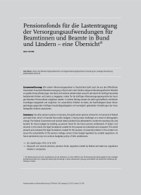 Pensionsfonds für die Lastentragung der Versorgungsaufwendungen für Beamtinnen und Beamte in Bund und Ländern – eine Übersicht