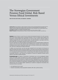 The Norwegian Government Pension Fund Global. Risk Based Versus Ethical Investments