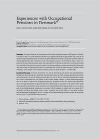 Experiences with Occupational Pensions in Denmark