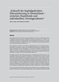 „Zukunft der kapitalgedeckten Alterssicherung in Deutschland – zwischen Staatsfonds und individuellem Vermögenskonto“