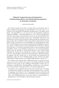 Editorial: Fragmentierung und Integration – Schnittstellenprobleme und Schnittstellenmanagement im deutschen Sozialstaat