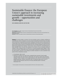 Sustainable finance: the European Union’s approach to increasing sustainable investments and growth – opportunities and challenges