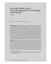 Sovereign Wealth Funds – Finanzierungsquelle für nachhaltige Entwicklung?