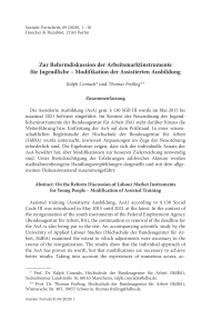 Zur Reformdiskussion der Arbeitsmarktinstrumente für Jugendliche – Modifikation der Assistierten Ausbildung