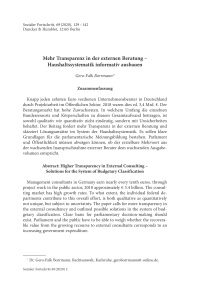 Mehr Transparenz in der externen Beratung – Haushaltssystematik informativ ausbauen