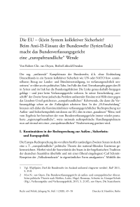 Die EU – (k)ein System kollektiver Sicherheit? Beim Anti-IS-Einsatz der Bundeswehr (Syrien/Irak) macht das Bundesverfassungsgericht eine „europafreundliche“ Wende