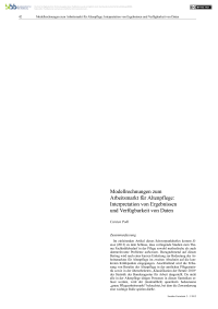 Modellrechnungen zum Arbeitsmarkt für Altenpflege: Interpretation von Ergebnissen und Verfügbarkeit von Daten