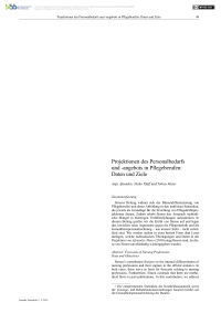 Projektionen des Personalbedarfs und –angebots in Pflegeberufen: Daten und Ziele