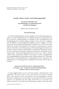 Soziale Arbeit, Sozial- und Wohnungspolitik