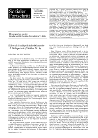 Editorial: Sozialpolitische Bilanz der 17. Wahlperiode (2009 bis 2013)