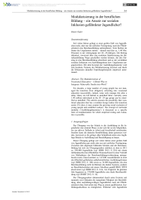 Modularisierung in der beruflichen Bildung – ein Ansatz zur sozialen Inklusion gefährdeter Jugendlicher?