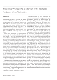 Das neue Wahlgesetz, sicherlich nicht das letzte