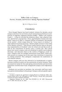Killer Cults on Campus: Secrets, Security and Services Among Nigerian Students