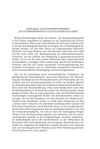 Editorial zum Schwerpunktheft “Kulturwissenschaft und Kultursoziologie“