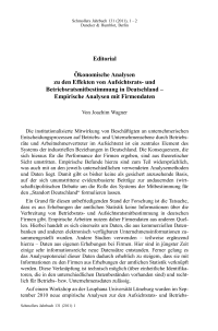 Ökonomische Analysen zu den Effekten von Aufsichtsrats- und Betriebsratsmitbestimmung in Deutschland – Empirische Analysen mit Firmendaten