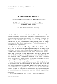 Die Immobilienkrise in den USA – Ursachen und Konsequenzen für das globale Finanzsystem