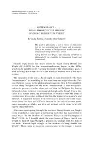 Remembrance – Legal Theory in the Shadow of Georg Henrik von Wright