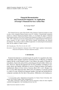 Financial Harmonization and Financial Development: An Application of Europe’s Financial Services Action Plan