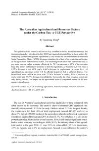 The Australian Agricultural and Resources Sectors under the Carbon Tax: A CGE Perspective